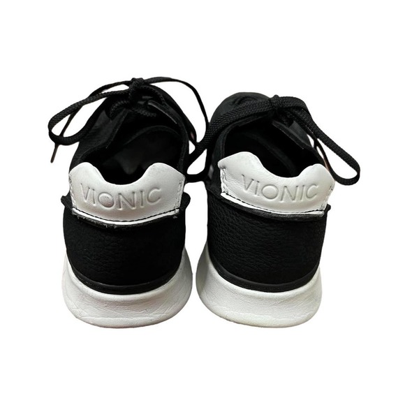 Vionic Sneakers Black and White Leather Tennis Shoes Memory Foam Size 5 - Picture 4 of 6